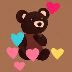 Obraz premium Valentine Day Teddy Bear. Generative AI
