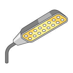 Illustration of street led lamp. Electrical lighting equipment. Industrial or business image. Icon for website and shop.