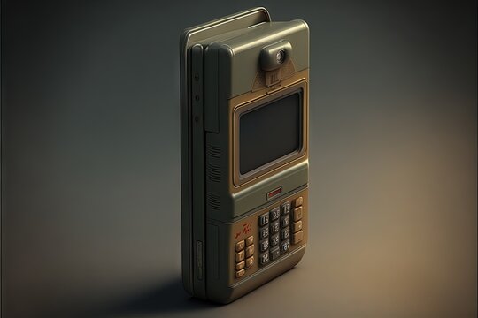 Old School Retro Flip Phone Technology Illustration Generative Ai