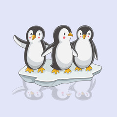 Penguin Illustration Cute Funny Vector