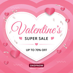 Valentines day sale vector banner, valentines day promotion, Can be used for Wallpaper, flyers, invitation, posters, brochure, banners. Vector illustration.