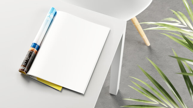 Clean page of magazine template. Magazine design identity mockup.