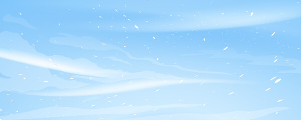 Snow blizzard nature texture illustration background, extreme weather conditions with cold wind and snow, winter wind with snow on blue sky background, extreme weather conditions