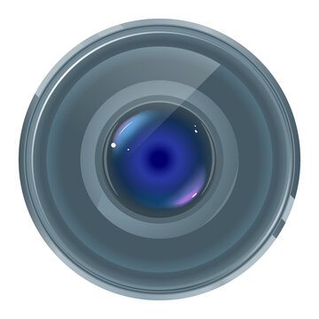 One quality grey smartphone lens with colored highlights on front view isolated, part of optical instrument