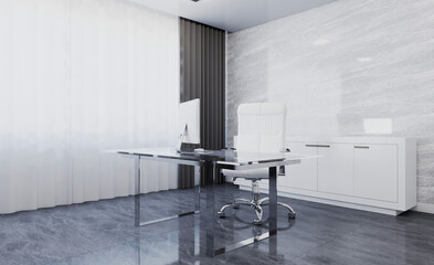 Modern office building interior. 3D rendering.