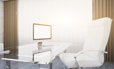 Fototapeta na wymiar . Sunset.. Modern office Cabinet. 3D rendering.