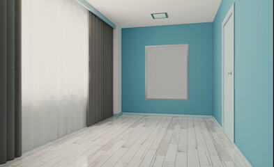 Fototapeta premium Blank paintings. Mockup.. Modern office building interior. 3D rendering.