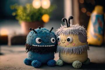 cute embroidered monsters, generative ai