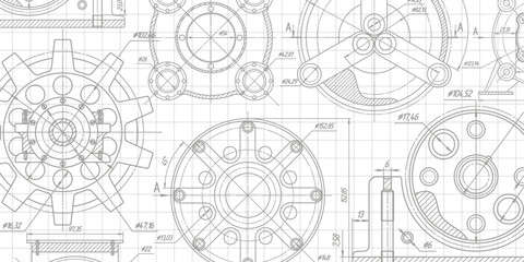 Gear background.Engineering education.Technical banner.Vector illustration .