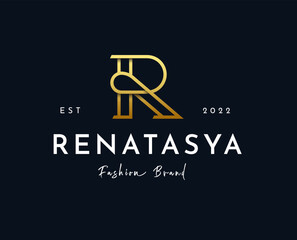 Luxury gold letter R logo design vector illustration