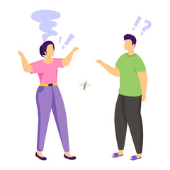 Angry Husband and Wife Shouting concept, Bickering Man and Woman vector color icon design, Mood and feeling symbol, Emotional Characters sign, Social issues scene stock illustration 