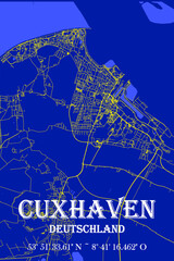 Nachtblaue moderne ästhetische Stadtkarte Cuxhaven