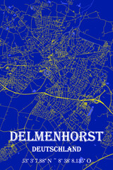 Nachtblaue moderne ästhetische Stadtkarte Delmenhorst
