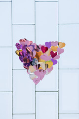 confetti valentine's day heart on white ground