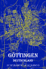 Nachtblaue moderne ästhetische Stadtkarte Göttingen