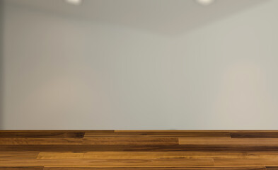 Blank office interior.  Mockup.  3D rendering.. Background with empty wooden table. Flooring.