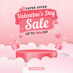 Valentines day sale vector banner, valentines day promotion, Can be used for Wallpaper, flyers, invitation, posters, brochure, banners. Vector illustration.