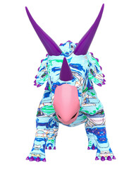 triceratops on astronaut texture is standing up © DM7