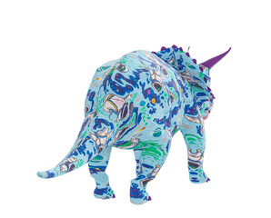 triceratops on astronaut texture is walking in rear view © DM7