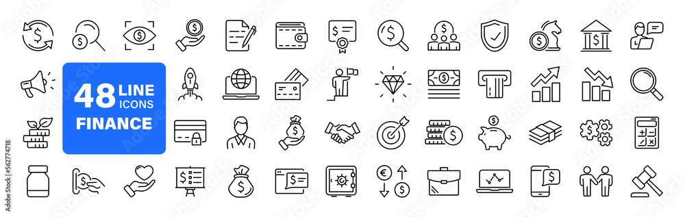 Aufkleber finance set of web icons in line style. money and payment icons for web and mobile app. money, payme