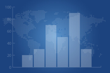 Obraz premium Bar graph finance and world map background, Vector illustration.