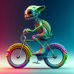 Alien auf dem Fahrrad, ki generated
