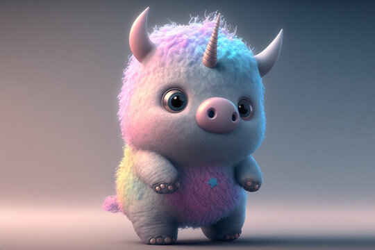 Cute baby unicor monster - AI generative technology
