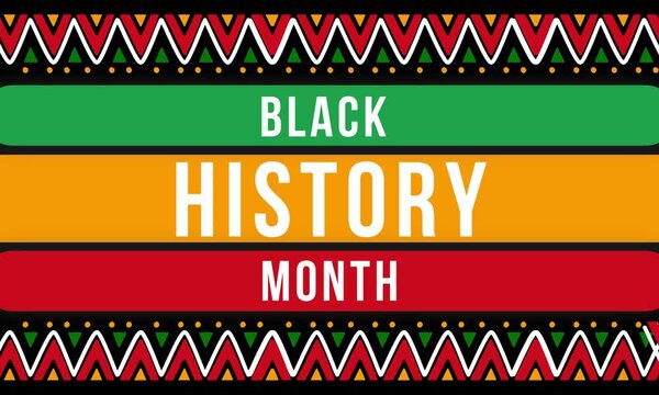 Black History Month flat text animation with afrcan pattern design. American and African History celebration