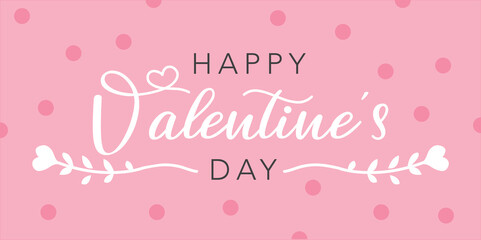 Fototapeta na wymiar Happy Valentines Day card on pink background