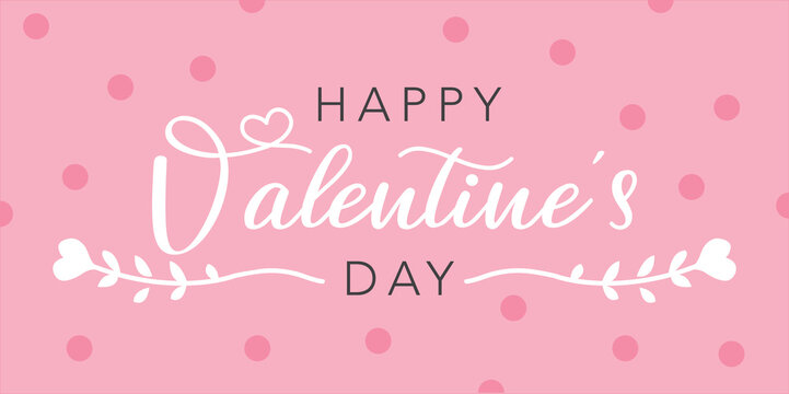 Happy Valentines Day card on pink background