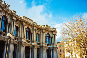 Antique building view in Old Town Messina, Italy