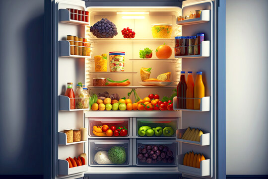 Domestic Large Outdoor Fridge With Vegetables And Fruits