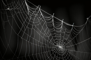 Generative ai spider web isolated on black background