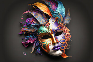 Karneval Maske International Carneval Mask Mardi Gras Fasching Venezia Cover Background Hintergrund Illustration Digital Art Generative AI Kunst