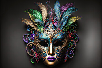 Karneval Maske International Carneval Mask Mardi Gras Fasching Venezia Cover Background Hintergrund Illustration Digital Art Generative AI Kunst - obrazy, fototapety, plakaty