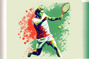 Fototapeta na wymiar Serve and Sketch: An Illustrative Look at the World of Tennis (AI Generated)