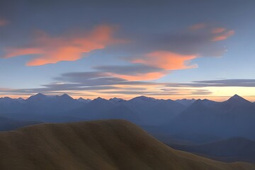 Fototapeta na wymiar A sunset over a mountain range. Generative AI