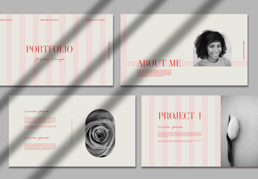 Pink Stripped Portfolio with Red Type