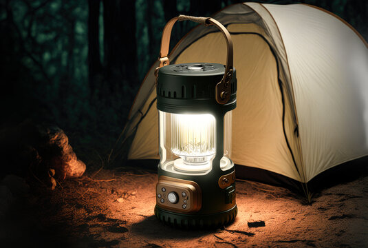 Rechargeable and portable camping lights and lanterns - Generative AI