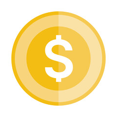 Fototapeta premium Coin Icon. Dollar coin symbol. Internet money sign for apps and websites with transparent background PNG