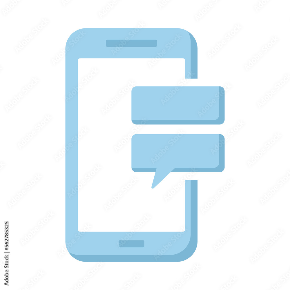 Poster phone with bubble text message icon. smartphone conversation message text symbol for apps and websit