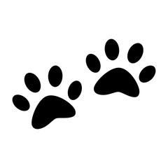 Dog or cat paw print icon symbol for apps and websites with transparent background PNG