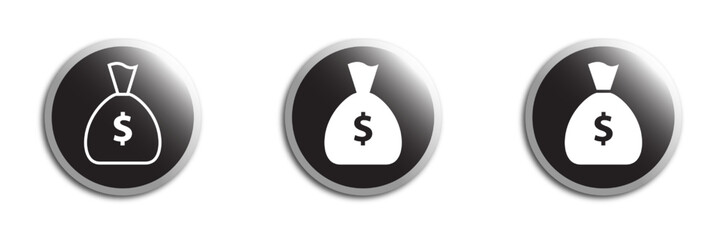 Money bag set. Bag of dollars. Flat vector illustration.