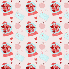 valentine's day pattern with hearts and letter