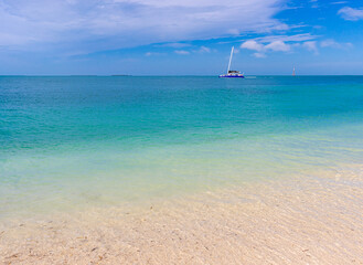 Sailboat and The Beautiful Water,  Fort Zachary Taylor Historic State Park, Key West Florida, USA