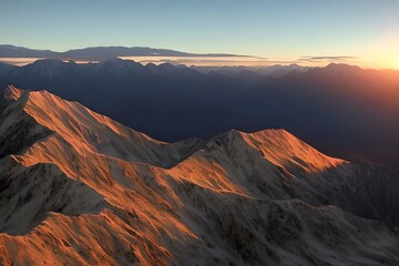 Naklejka premium A sunset over a mountain range. Generative AI