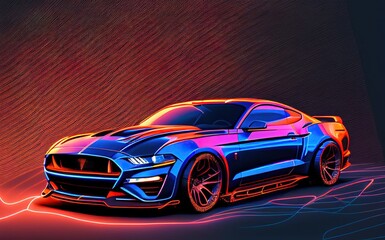 Naklejka premium car, golden car, neon car, white car, black car, sports car wallpaper concept, new car launch, car, dark, sport, ai generated