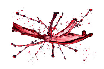red wine splashes, isolated on transparent background