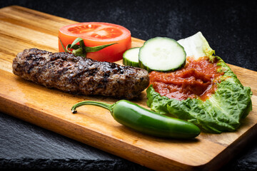 Bulgarian barbeque: Kufte - usually larger and round in shape while Kebapche is smaller and cylindrical. Both are often served as a main course or as a snack, typically with a side of fries or bread.