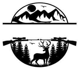 Deer Hunting name frame sign SVG png, hunter svg, hunting svg, deer svg, deer hunting svg, Pine Tree Forest svg, Hunting Monogram Frame Monogram Buck Bass SVG Laser Cut Files - Buck Sign Laser Fil